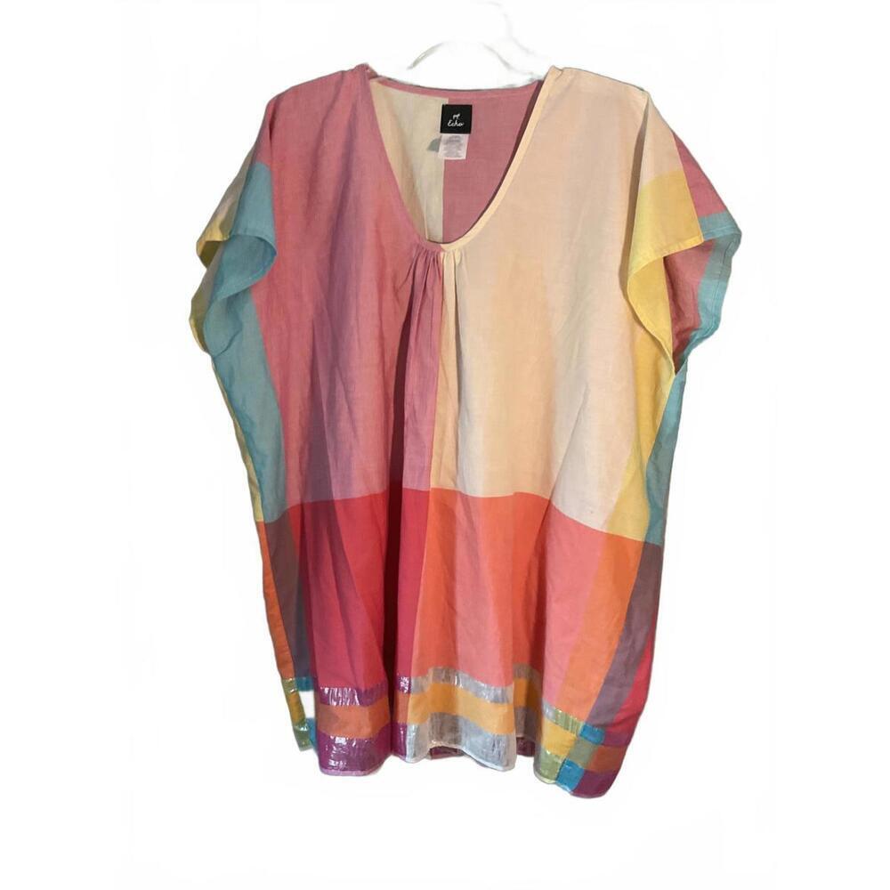 Echo Vibrant Color-Block Tunic Top/ Coverup Light and Flowy One Size